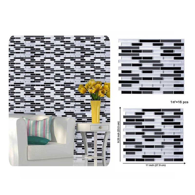 

Mosaic Self Adhesive Tile Backsplash Wall Sticker Vinyl Bathroom Kitchen Home Decoration DIY Wall Stickers