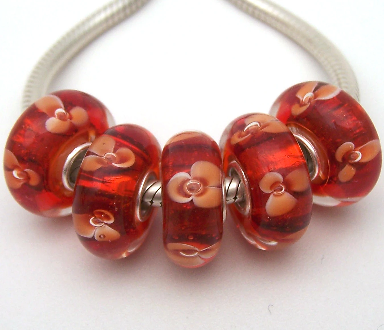 Бусины из серебра 100% пробы с муранским стеклом|Бусины| |