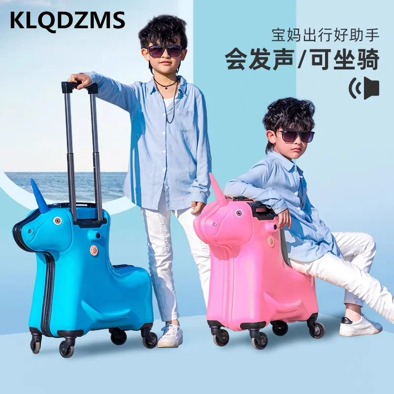 KLQDZMS Kids Riding luggage 20 Inch Travel Suitcase On Wheels Children's Trolley Case Multifunctional Rolling  Suitcase