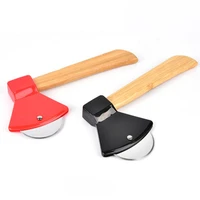 axe bamboo handle pizza cutter rotating blade home kitchen cutting tool pizza cutter wheel set