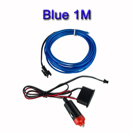blue 1m EL Wire Автомобильный светодиодный светильник 1 м 2 м с адаптером освещение салона автомобиля украшение двери для авто неоновый светильник светодиодный Канатный светильник 10 цветов/ - Испускаемый цвет: blue 1m