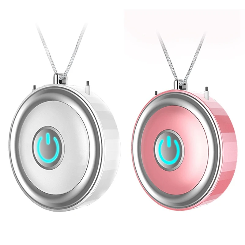 

2 Set Mini Air Purifier Wearable Air Purifier Necklace USB Air Cleaner Personal Negative Ion Generator, White & Pink