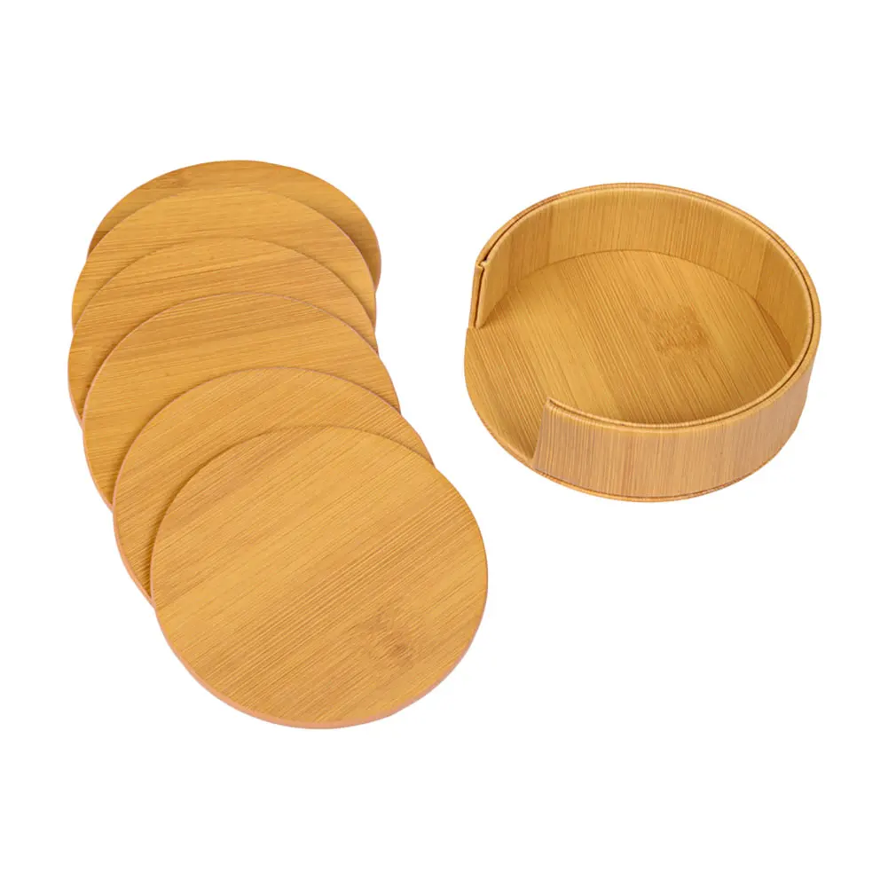 

6Pcs/Set PU Leather Coaster Rounded Edge Durable Insulated Marble Patter Glasses Beverages Storage Shelf Kitchen Utensils