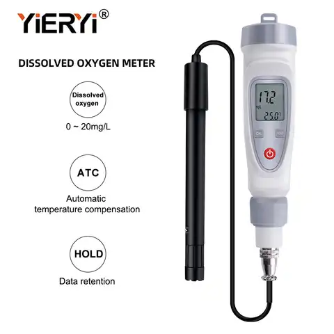 Портативный цифровой Ручной Измеритель Растворенного Кислорода Yieryi, устройство для измерения качества воды, диапазон измерений 0-20 мг/л