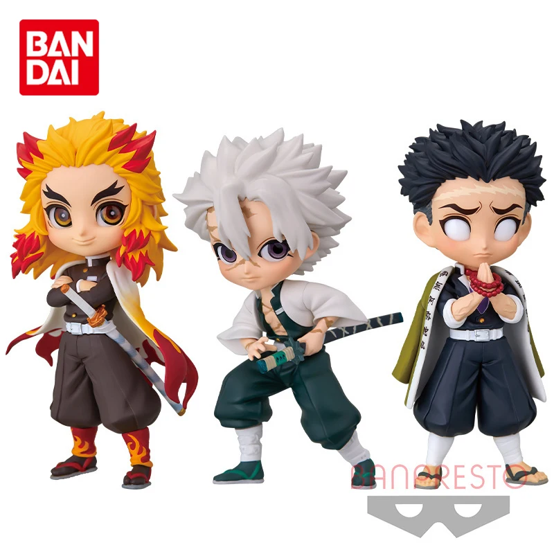 

Bandai Genuine Qposket Demon Slayer Anime Figure Rengoku Kyoujurou Shinazugawa Sanemi Himejima Gyoumei Kawaii Action Figure Toys