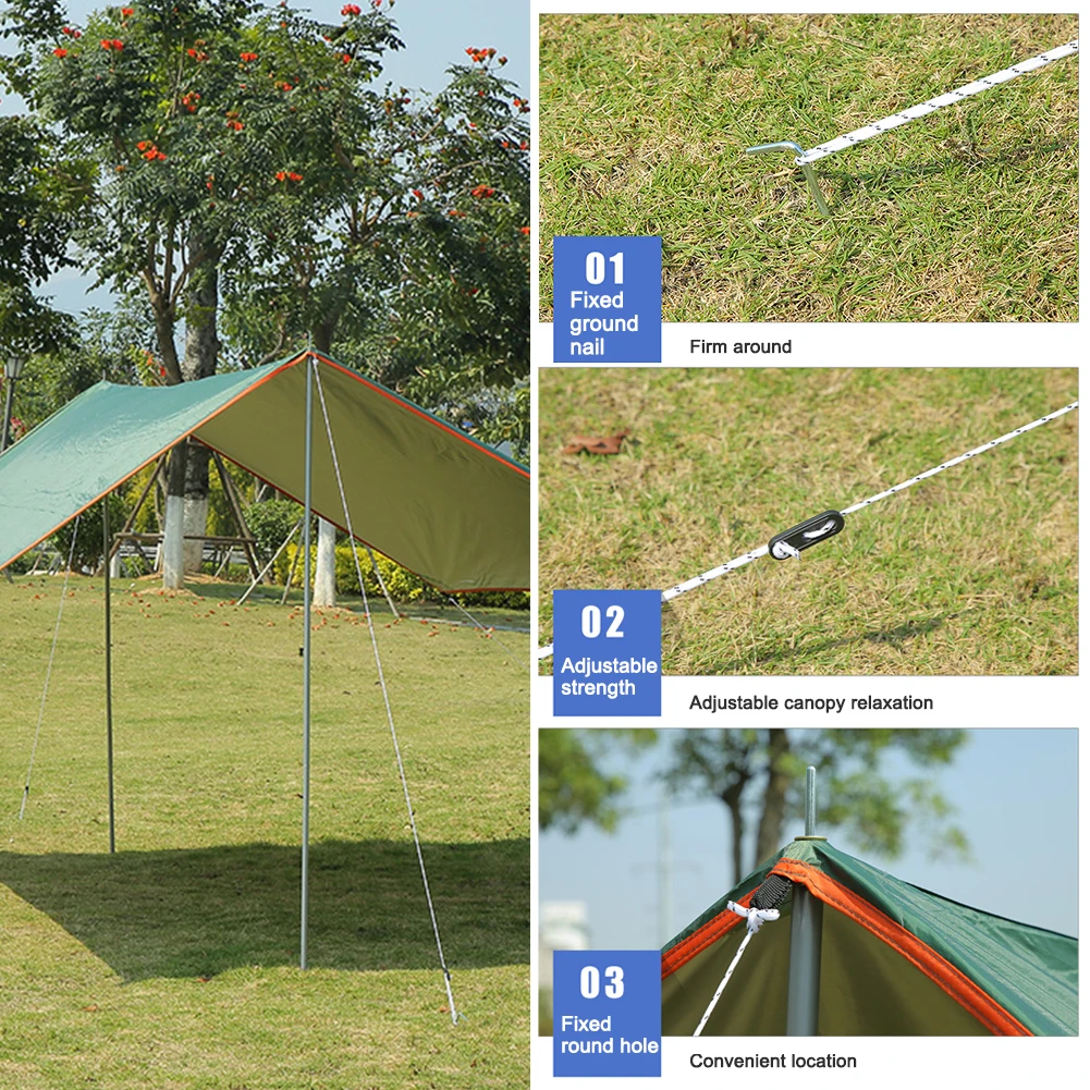 

3x3m Waterproof Tarp Tent Garden Sun Shelter Hiking Anti Tear Beach Home Picnic Travel Portable Outdoor Camping Awning