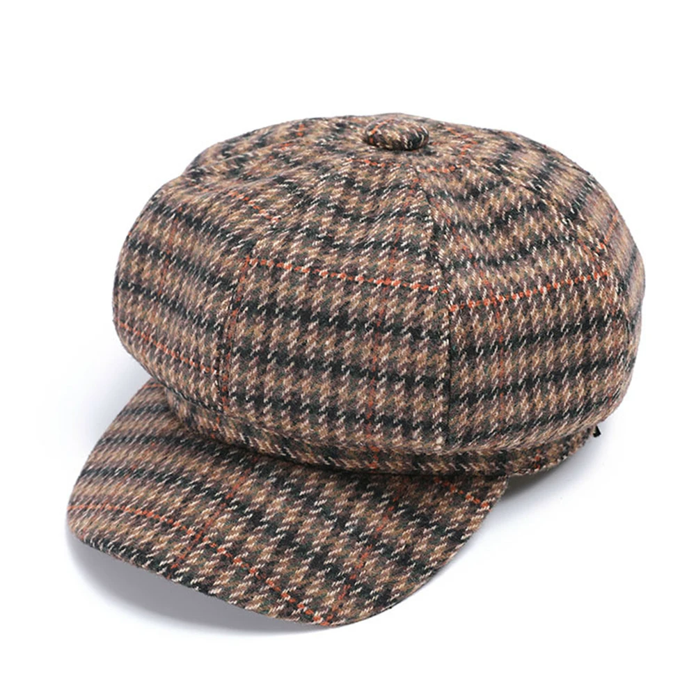 Женская Шерстяная кепка SHOWERSMILE Newsboy темно-синяя клетчатая твидовая Кепка Gabby Baker