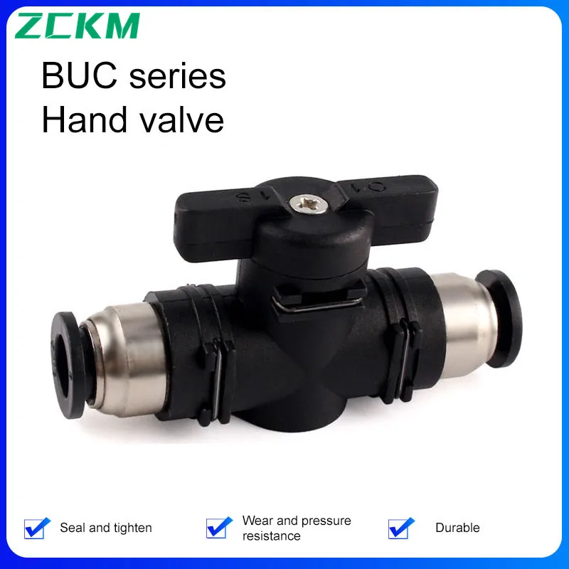

ZKCM BUC 4mm 6mm 8mm 10mm 12mm Pneumatic Push-In Quick Joint Connector Manual Valve Steering Switch Manual Ball Current Limiting