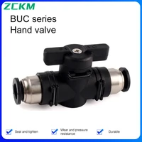 zkcm buc 4mm 6mm 8mm 10mm 12mm pneumatic push in quick joint connector manual valve steering switch manual ball current limiting