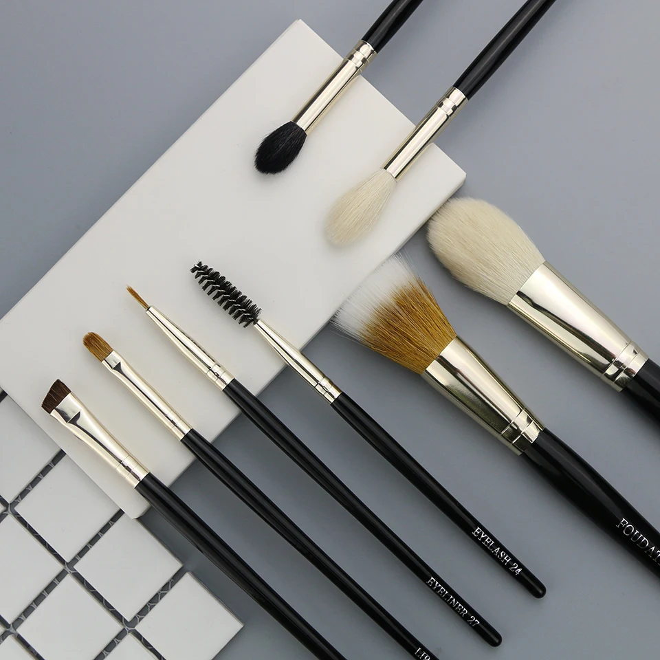 Asklin натуральные волосы черные кисти для макияжа набор козья пони синтетические