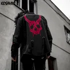 Куртка джинсовая в стиле Харадзюку для мужчин и женщин, готический Пиджак из денима с черепом охотника на демонов, черная классная уличная одежда в стиле рокпанк, 2022