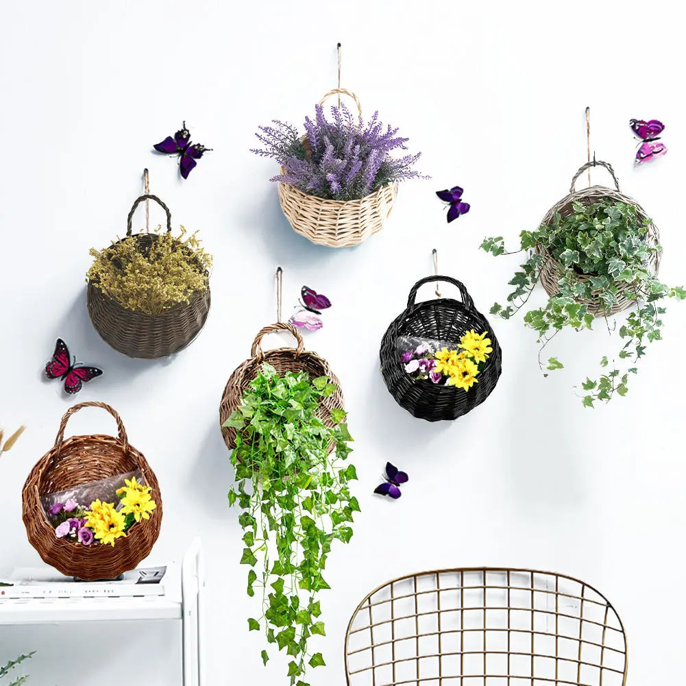 Ручная работа плетеная ротанговая Цветочная корзина зеленая Виноградная лоза