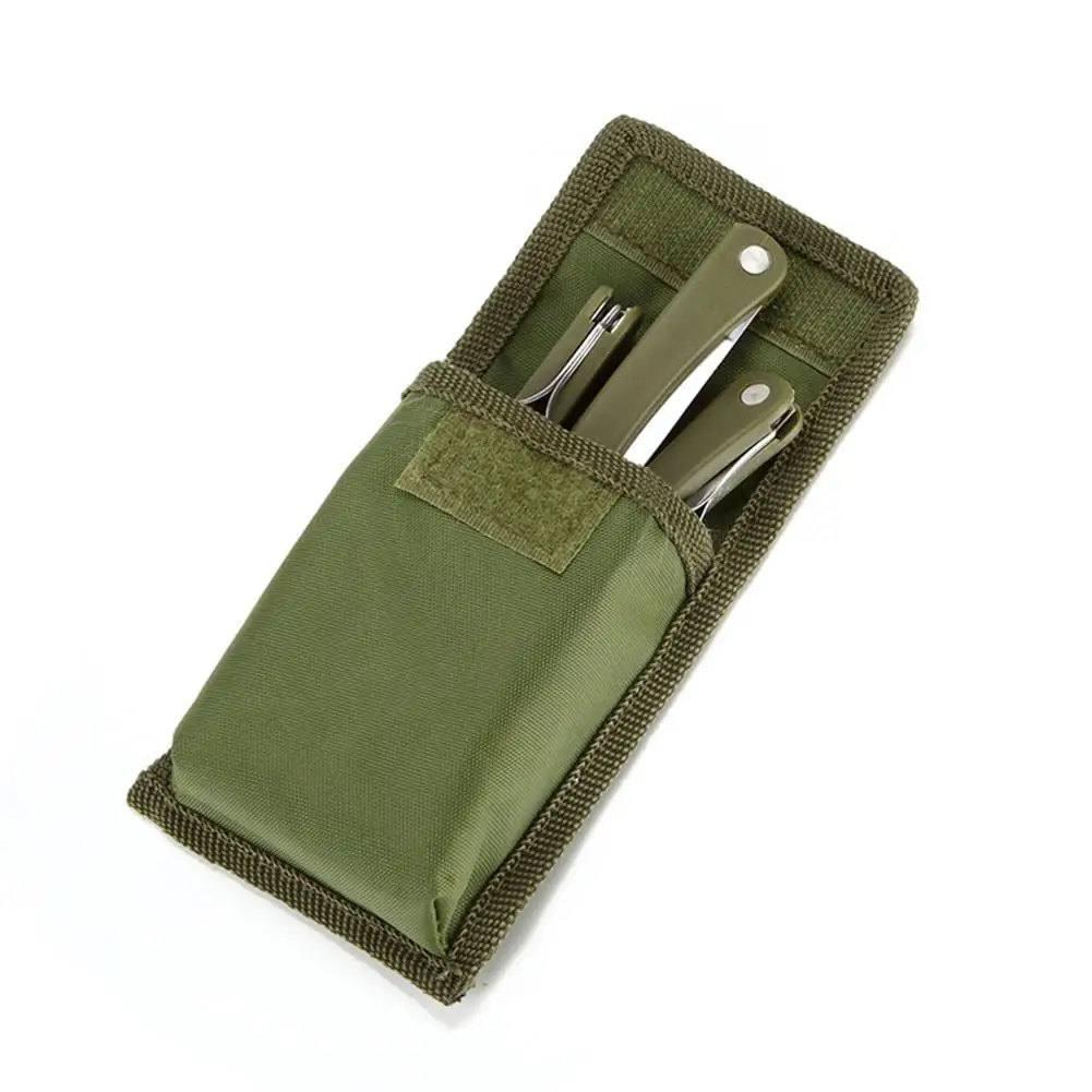 Portable Mini Cutlery Set Outdoor Hiking Tools Folding Cutlery Set Camping Picnic Stainless Steel Spoon Cutlery Tableware Set