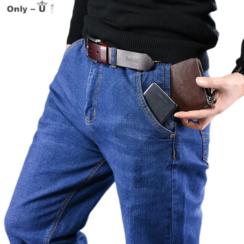 

44 46 48 50 oversized men's straight loose jeans autumn new brand clothing creative anti-theft zipper pocket casual jeans
