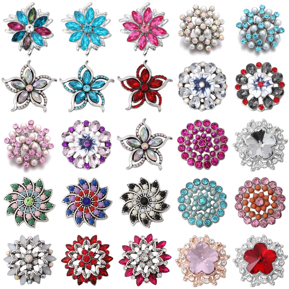 6 шт./лот новые ювелирные изделия с застежкой 18 мм кнопки смешанные кристаллы