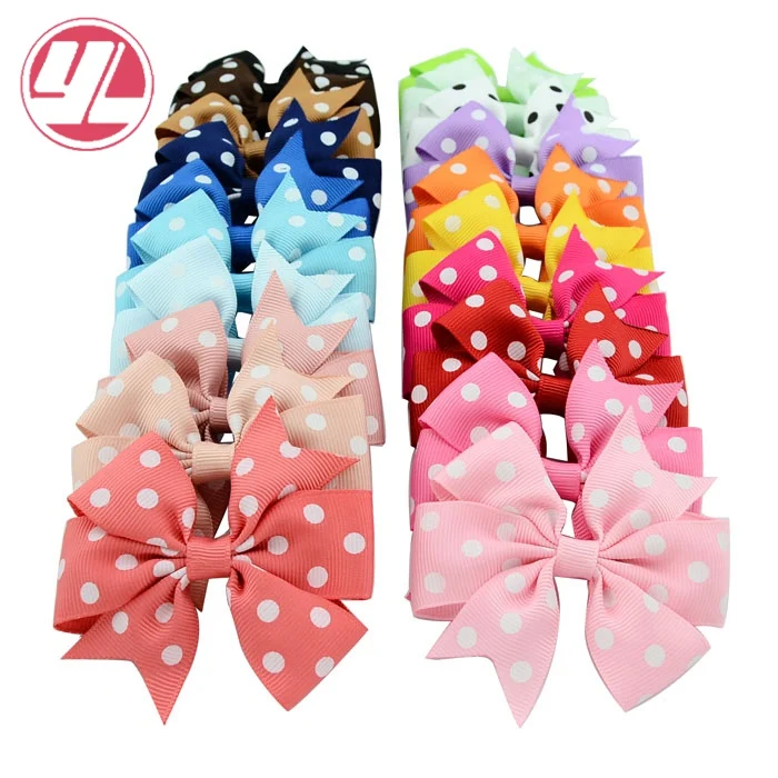 40 шт./лот 3 дюйма бант в горошек детская лента с зажимом эксклюзивные аксессуары
