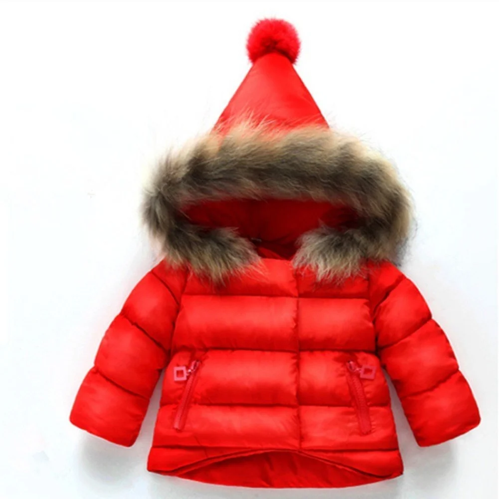 

2021 Girl's cotton Padded clothes Baby's Thickened Cotton Padded New Girls Coat Warm Down Jacket WithLlarge Fur collar Coat