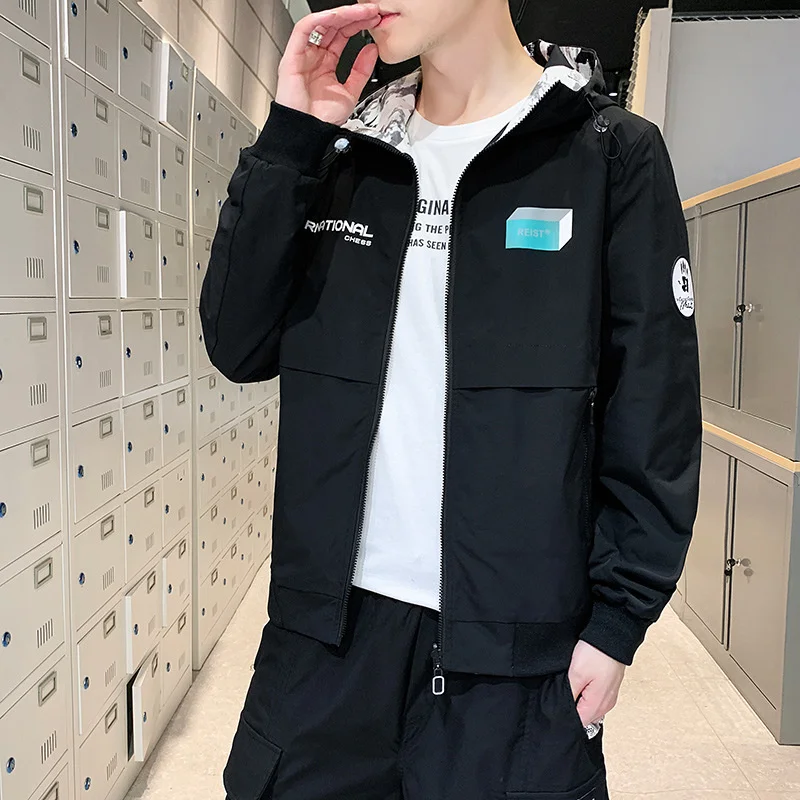 

Men's Jacket Spring New Fashion All-match Comfortable Double-sided wear High-end Hooded Korean popular Small fresh Loose Coats