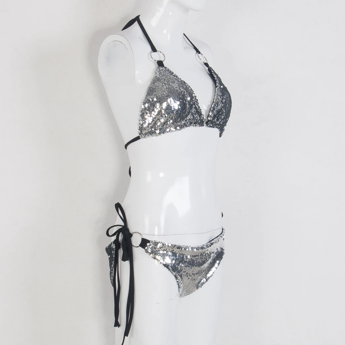 Женский сексуальный комплект бикини с блестками и застежкой на шее бандажный