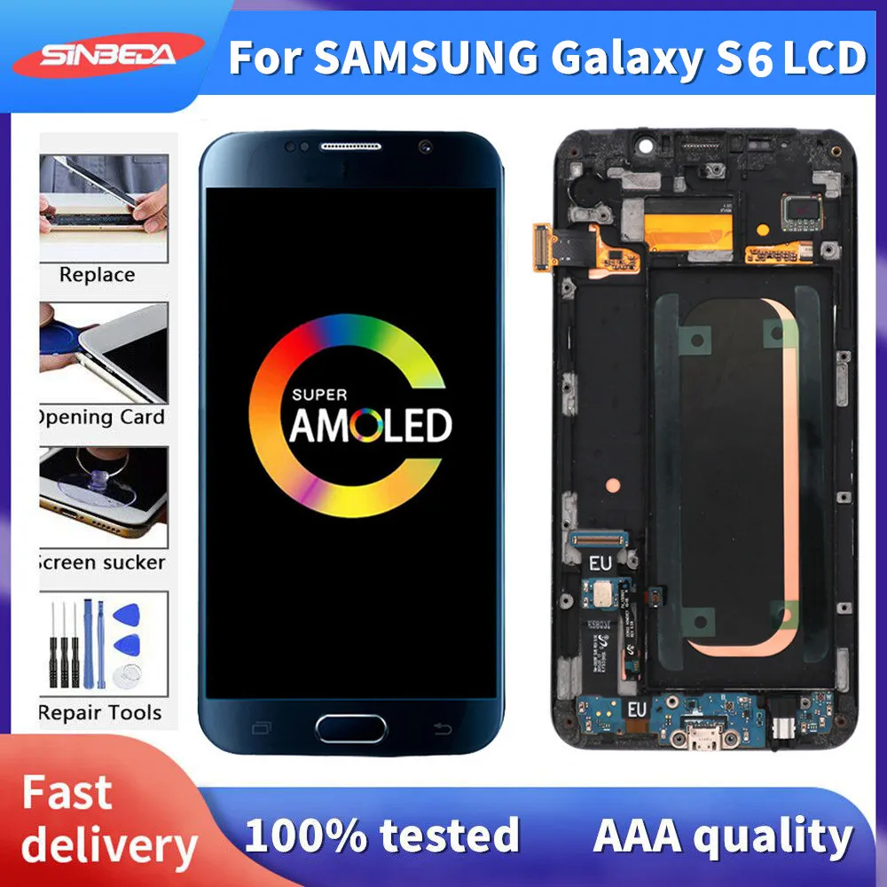 

Оригинальный Super AMOLED 5,1 ''ЖК-дисплей для Samsung Galaxy S6 G920 SM-G920F G920F G920FD ЖК-дисплей сенсорный экран дигитайзер сменная сборка