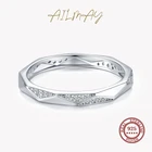 Ailmay Настоящее серебро 925 пробы геометрический дизайн минималистичные кольца прозрачный циркон для женщин и девушек гипоаллергенные Изящные Ювелирные изделия Подарки