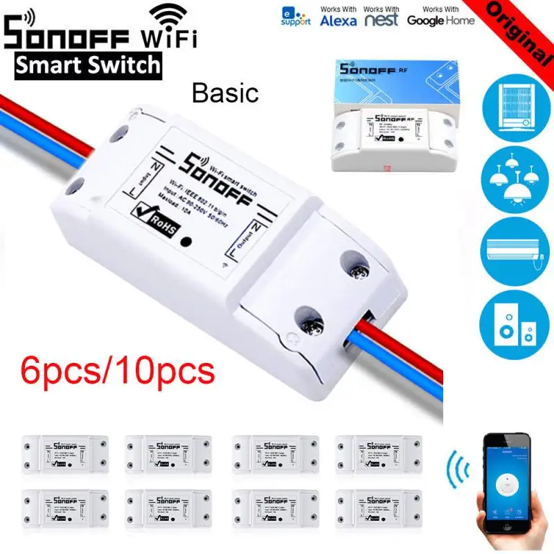 Умный Wi Fi переключатель Sonoff умный беспроводной дистанционный DIY светильник