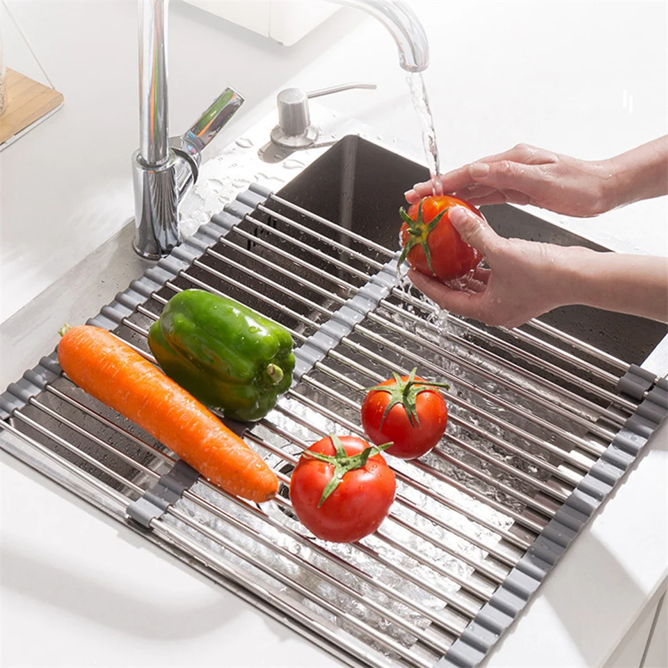 

Foldable Dish Drain Rack Kitchen Chopsticks Drain Tray Retractable Sink Shelf Drain Rack Home Kitchen Accessories Supplies