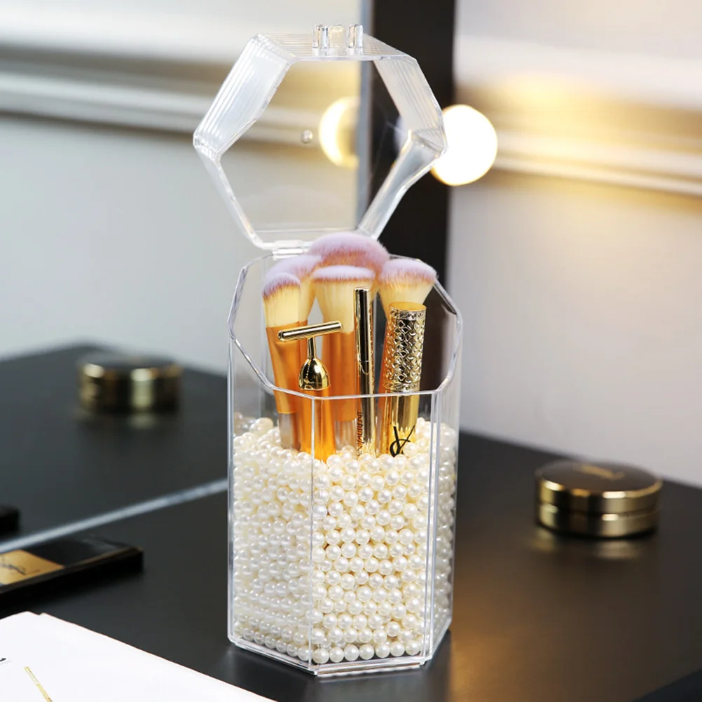 Прозрачный держатель для кистей макияжа шестигранный прозрачный пластиковый