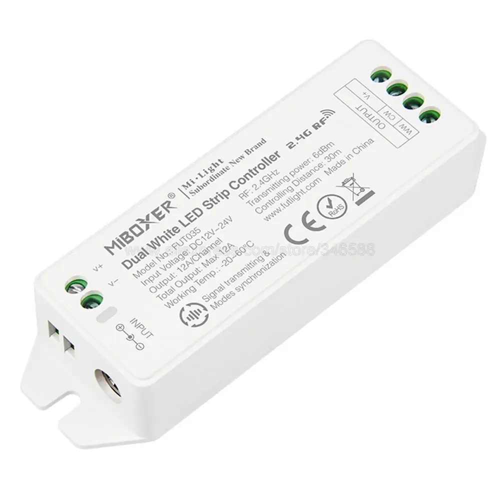 Miboxer FUT035 (Upgrade) 4-Zone Color Temperature Dual White LED Strip Controller Smartphone APP / 2.4G RF Alexa Voice Control | Лампы и