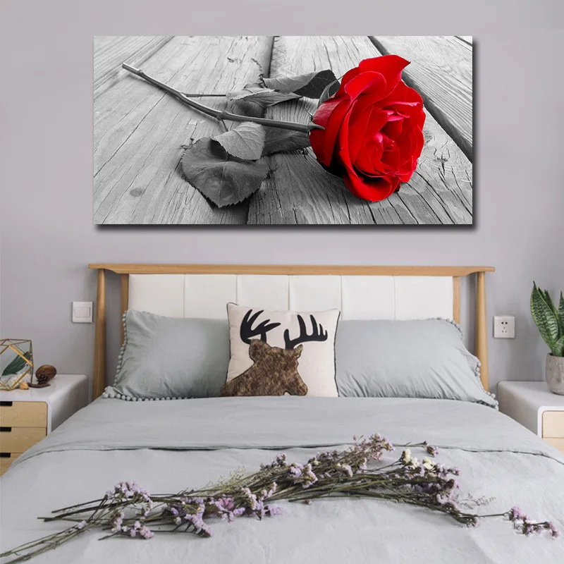 Картина на холсте красные постеры с розами и принтами художественная Настенная