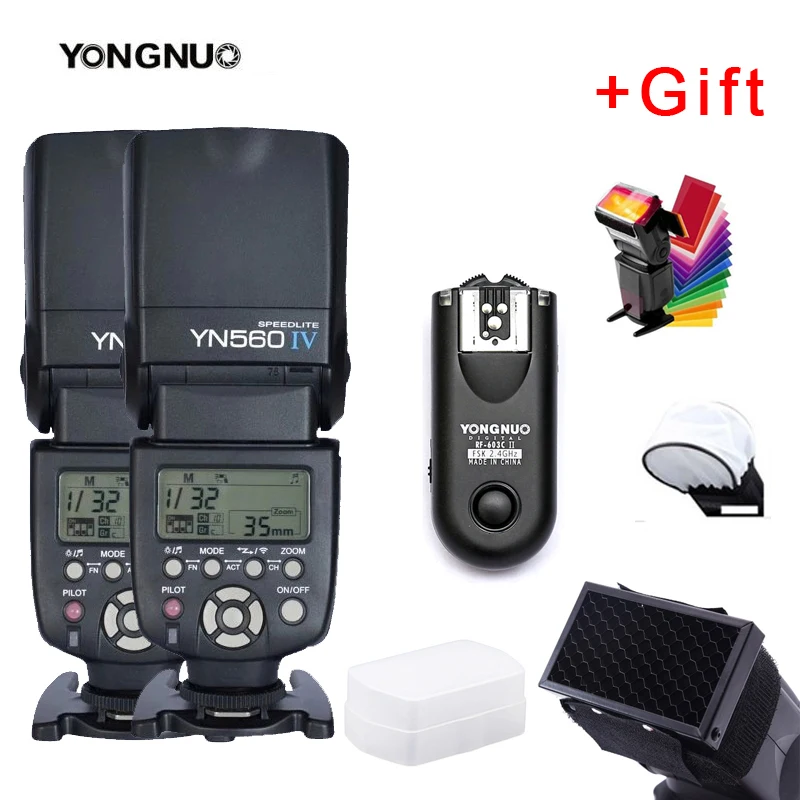 2x560iv with Trigger YongNuo YN 560IV YN 560 IV YN 560 Вспышка Speedlite для Canon Nikon Olympus Pentax с YongNuo RF603 II беспроводной триггер вспышки - Цвет: 2x560iv with Trigger