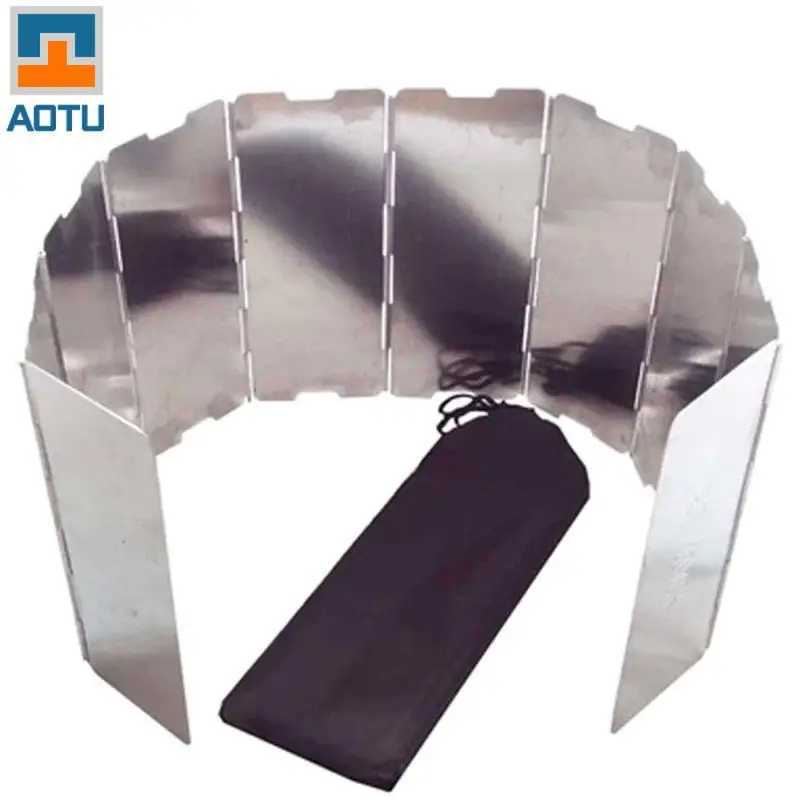 

10 Plates Wind Shield Windshield AT6344 Outdoor Gas Stove Camping Wind Shield Cooking Cooker Folding
