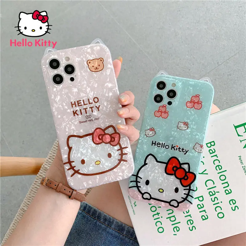 

Чехол Hello Kitty для IPhone 6S/7/8P/X/XR/XS/XSMAX/11/12Pro/12mini, персонализированный Чехол с кошачьими ушками, милый чехол для телефона