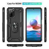 magnetic finger ring stand phone case tpupc military anti fall protective cover fit for xiaomi redmi note 10 pro max 10s