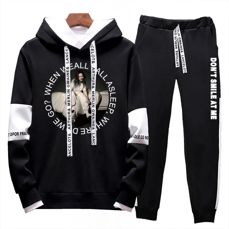 Billie Eilish спортивный костюм для мужчин, модные спортивные костюмы для бега, весенне-осенние толстовки с капюшоном и штаны, набор для мужчин и женщин, спортивный костюм