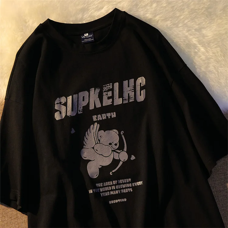 

Women's Oversized Short Sleeve Goth T-Shirts Urban Basic Haut Female Kawaii Girl Urbano Cupid Bear Anime Y2k Vogue Cute Tshirt
