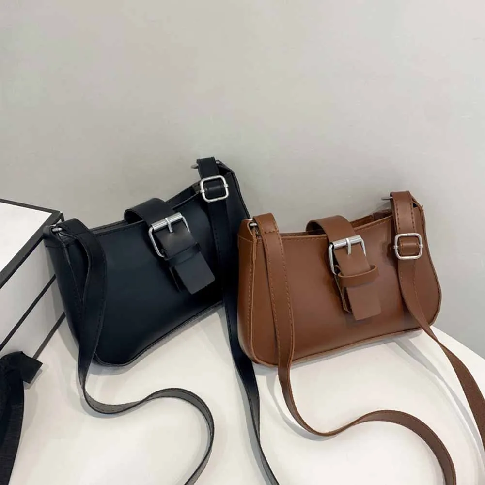 

Women Simple Pure Color Fashion Pin Buckle PU Leather Shoulder Messenger Bags Casual Solid Ladies Daily Small Crossbody Handbags