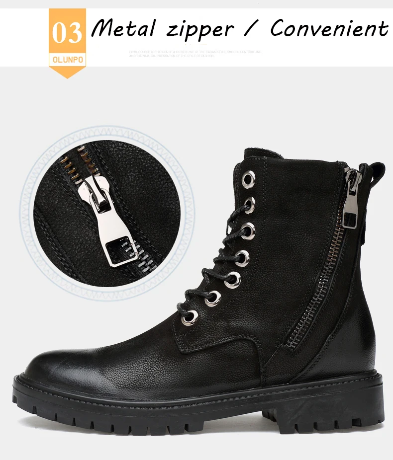 Модная обувь; коллекция года; Botas Invierno Hombre; высокие мотоциклетные ботинки цвета хаки; мужские зимние ботинки на меху черного цвета; мужские ботинки на молнии сбоку; 37-47