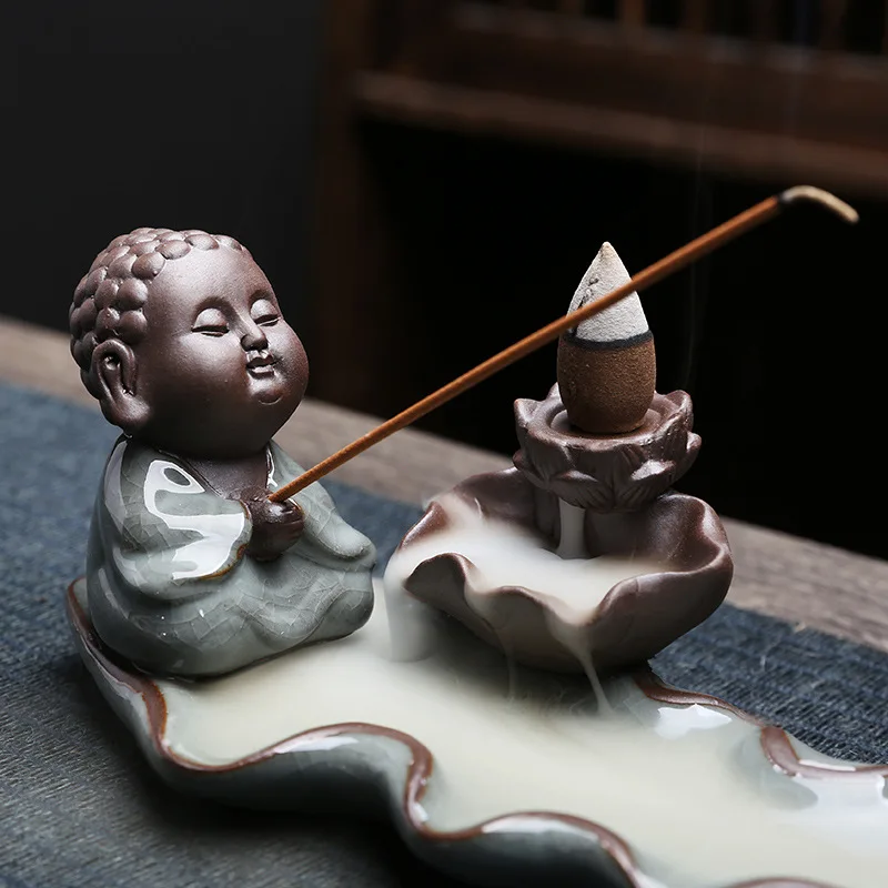 

Buddha lotus incense stick ceramic incense plate backflow incense burner crafts Zen creative decoration gift inscent burner