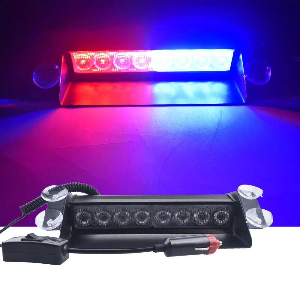 

DC 12V Auto 8 LED Flashing Police Strobe Light Dash Emergency Warning 3 Flash Fog Lights 3 Modes For Car Motorcycle Truck