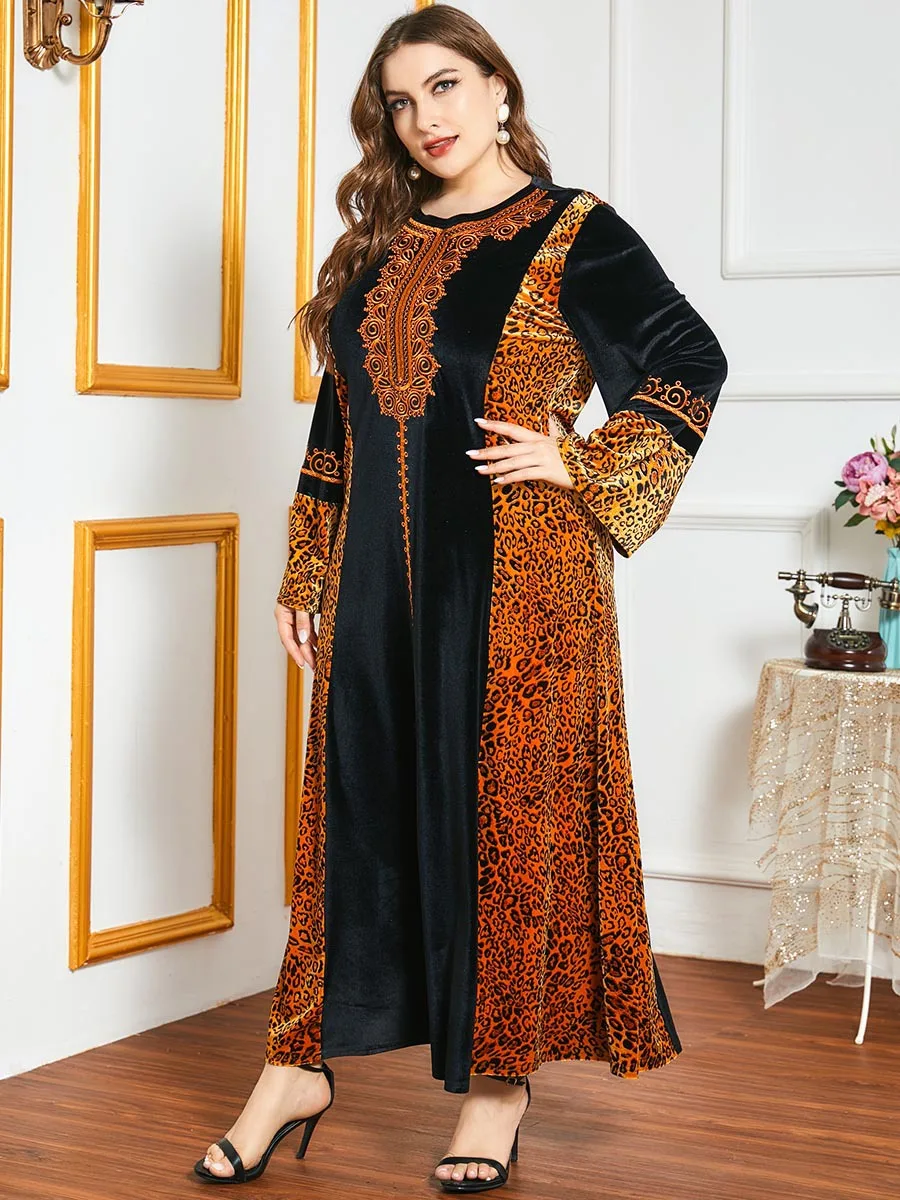 Зимняя одежда в исламском стиле бархатное мусульманское платье женское Абая