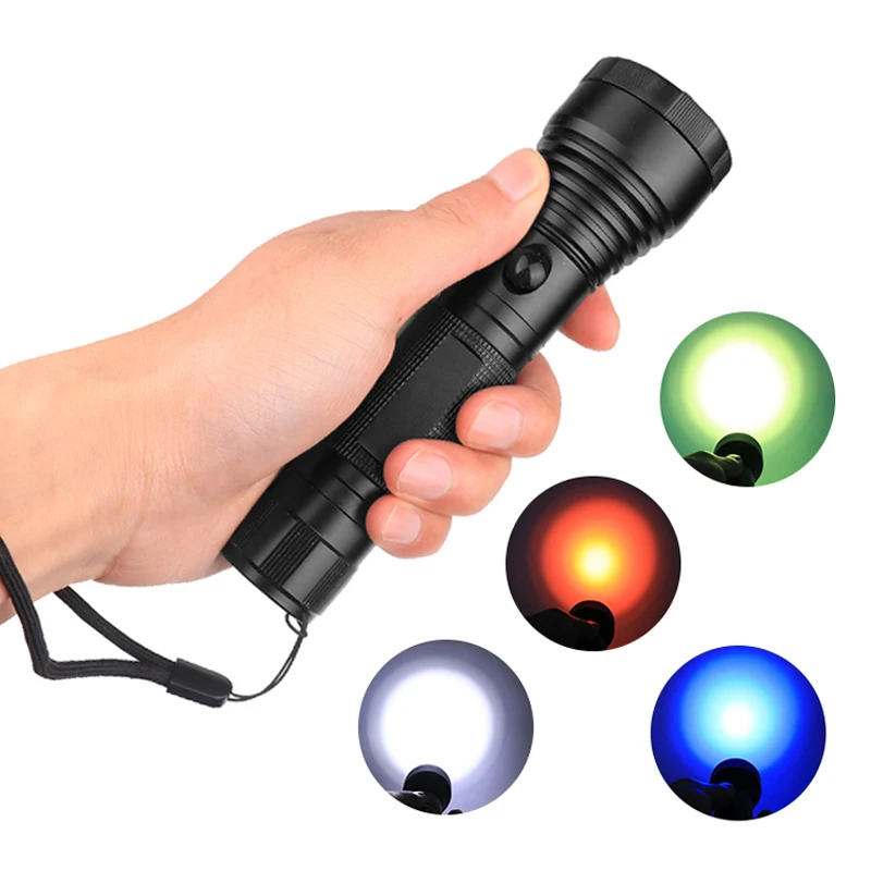 

4 Colors LED Flashlight High Quality Usb Rechargeable Torch 18650 Battery Aluminum Alloy Lantern for Fishing Hunting Light