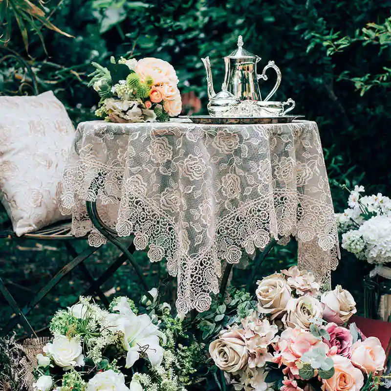 Lace Tablecloth Translucent Bedside Table Cloth Small Oven Cabinet Cover Dust
