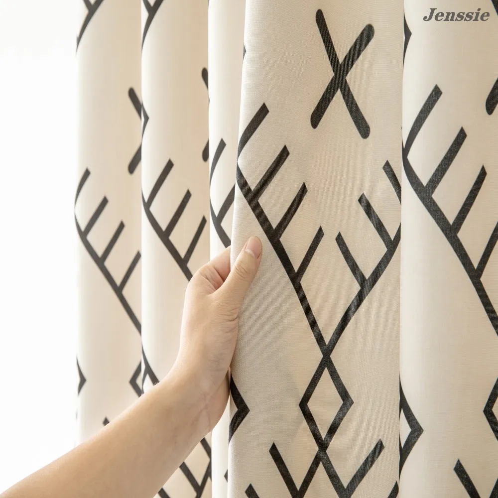 white geometric bohemian shower curtain waterproof thicken fabric bathroom curtains nordic style bathtub customizable home decor free global shipping