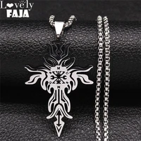 2022 stainless steel cross demon seal pendant necklaces silver color satan murmdr necklace womenmen jewelry collares n1189s03