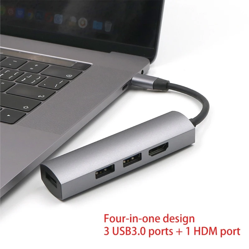 

4 in 1 Multi-Port USB3.0 Type-C USB-C HUB to 4K Video Adapter Expansion Dock for macbook