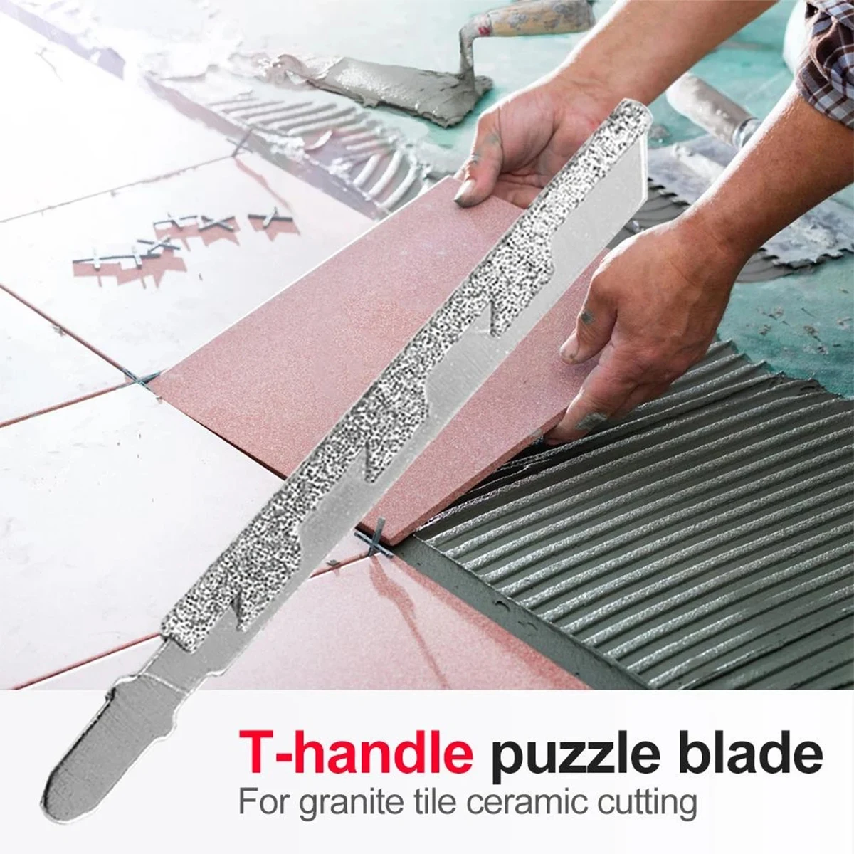 1pc Jig Saw Blade Alloy Diamond Assorted Blades T-shank 40 Grit Jigsaw Blades Fast Cut Down Jig Saw Cutter for Granite Ceramic