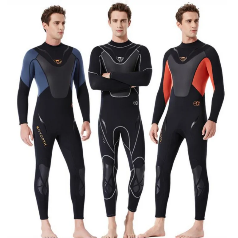 3MM Men's Full Body Neoprene Wetsuit Diving Snorkeling Wetsuit Underwater Long Sleeve Swimsuit Surfing Summer Diving Suit