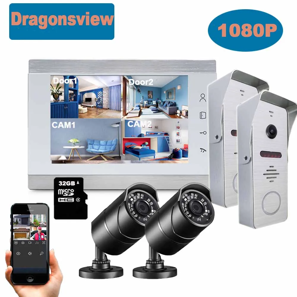 

Умный беспроводной видеодомофон Dragonsview с сенсорным экраном, Wi-Fi, 1080P, дверной звонок с камерой, система безопасности, мобильное приложение, д...