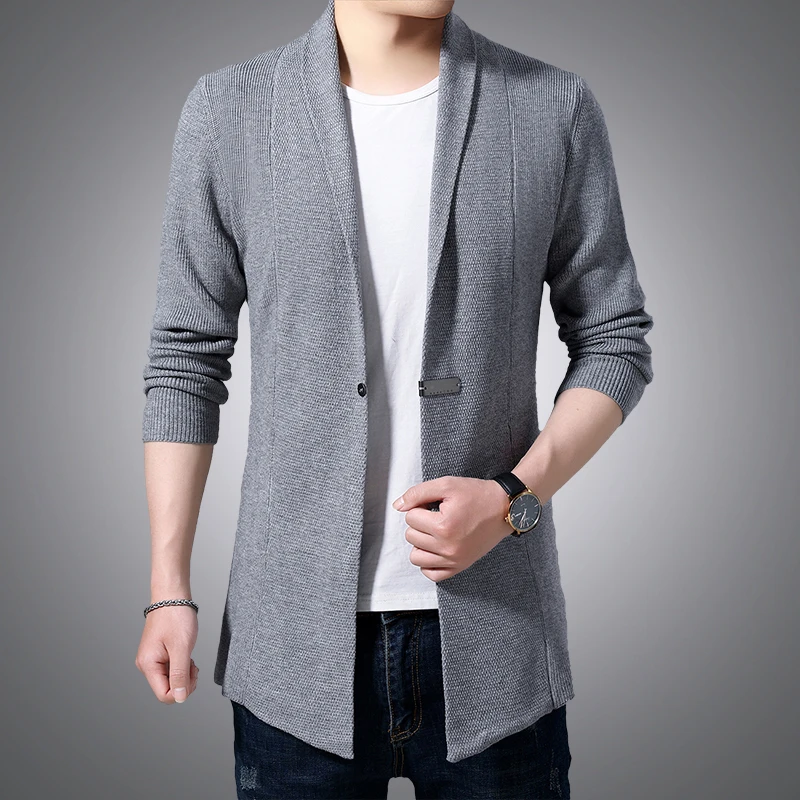 

Cardigan Mens Sweaters Spring Autumn Men Casual Cardigan Jacket Man Solid Color Long Sweater Windbreaker Single Button Coats